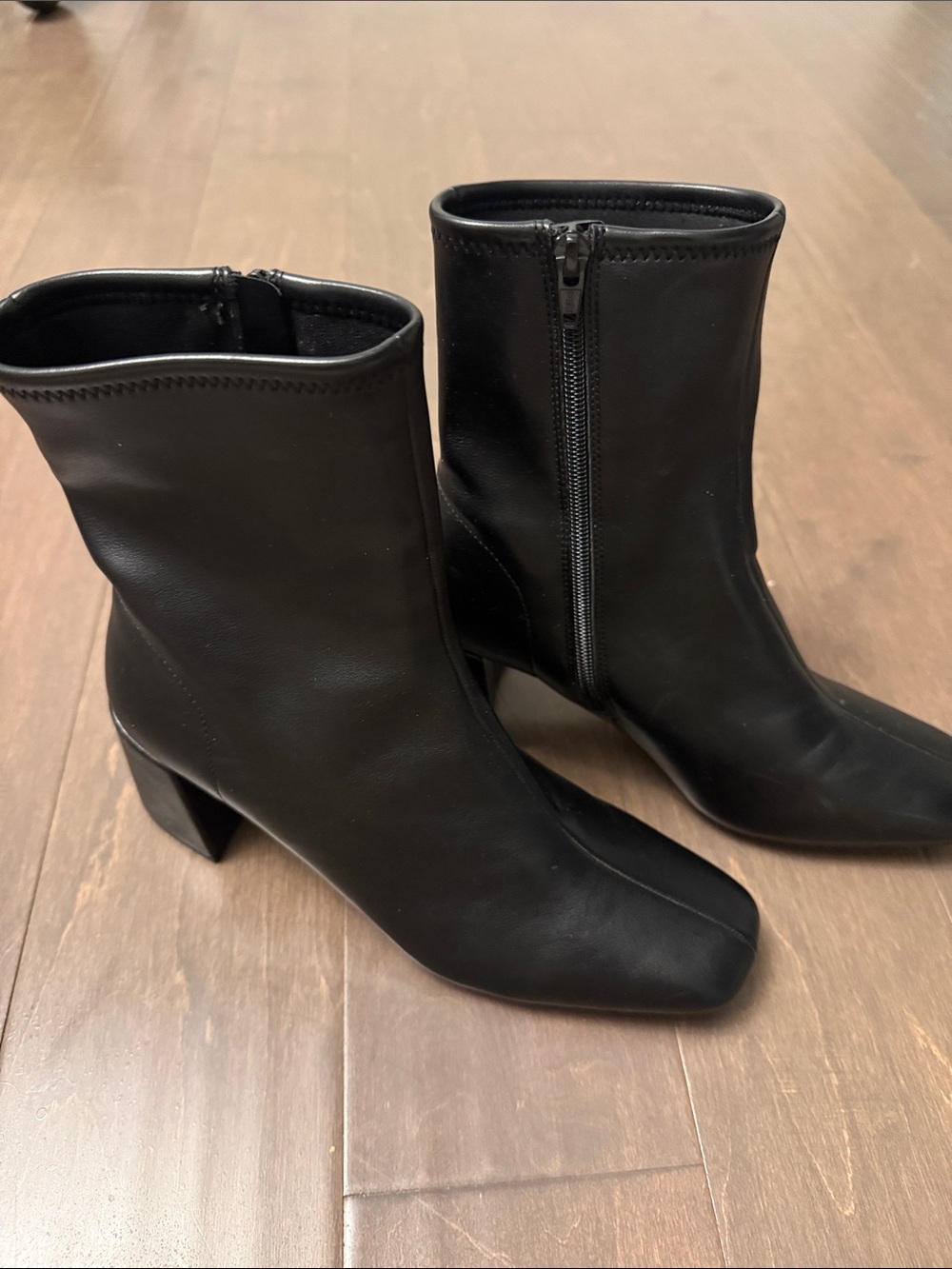 a new day Black Square-Toe Ankle Booties with Side Zip